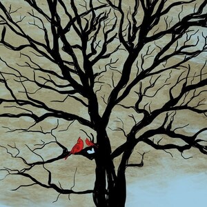 Lucky Red Tree Print Series / Triptik, three prints, series, 3 prints, cardinal series image 3