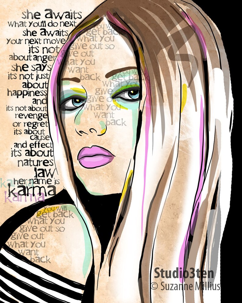 Karma / original illustration ART Print Hand SIGNED size 8 x Etsy