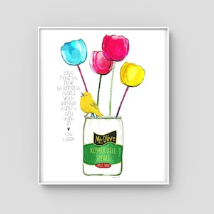 Tulips, spring, art for kitchen, wall art for kitchen, poem about spring, tulip painting, kitchen decor, tulip lover