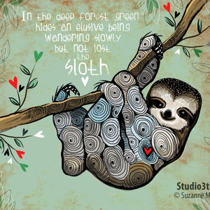 Sloth, Sloth art, sloth print, sloth painting, sloth illustration, gift for sloth lover, sloth gift, sloth bag, sloth artwork, sloth tote