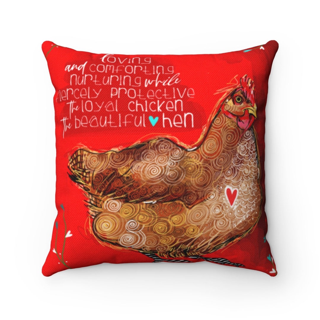 Chicken Pillow, Red Pillow, Red Chicken Pillow, Chicken Decor, Chicken