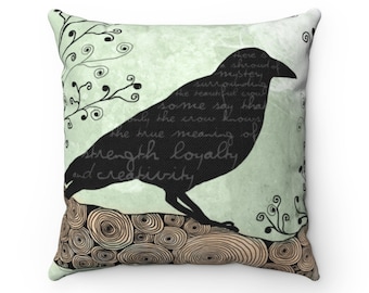 Throw Pillow Case Hgod Designs Housse de coussin Crow Gothique Corbeau sur un Arbre Branch