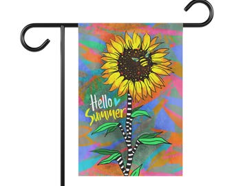 Sunflower garden flag, sunflower art, sunflower lover, sunflower yard art, sunflower decor, sunflower theme, sunflower outdoor art, yellow