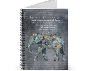 Elephant notebook, elephant journal, elephant diary, gift for Elephant lover, Elephant art, Elephant poem, Elephant print, Elephant theme
