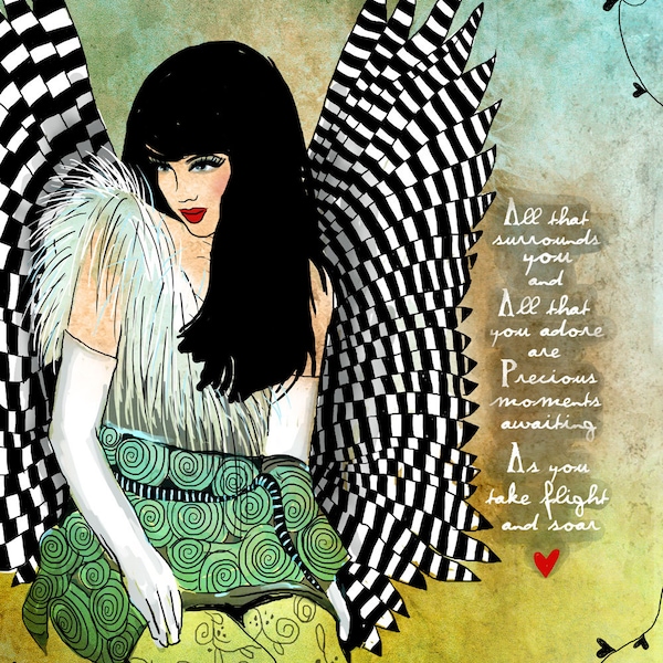 Wings / original illustration ART Print SIGNED / 8 x 10 / Inspirational Print,