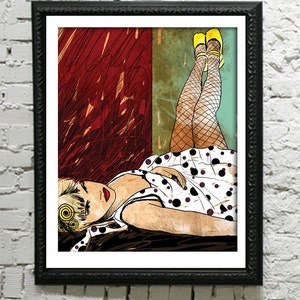 Yellow Shoes, fashion print, I love shoes, shoe lover, art with shoes, print with shoes, pin up art, print for fashion lover image 2