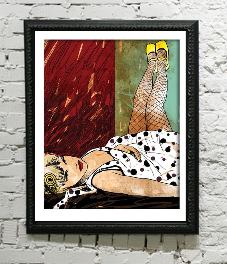 Yellow Shoes, fashion print, I love shoes, shoe lover, art with shoes, print with shoes, pin up art, print for fashion lover image 2