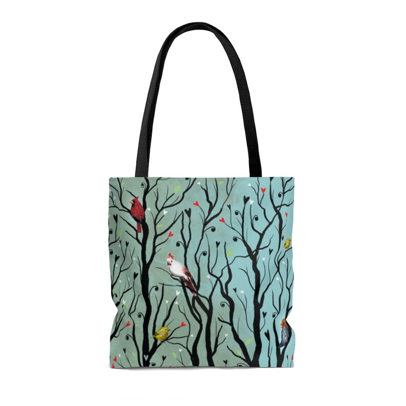 birds on bag bird hand bag bird purse bird lover bird backpack gift for bird lover Bird tote bag cardinal tote I love birds