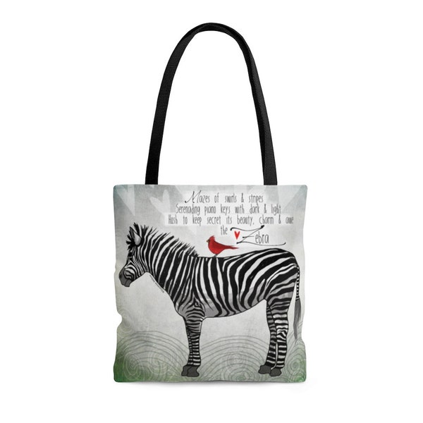 Zebra tote, zebra purse, zebra tote bag, zebra gift, zebra lover, zebra art, zebra print, zebra poem, I love zebras, zebra theme