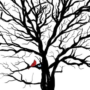 Lucky Red Tree Print Series / Triptik, three prints, series, 3 prints, cardinal series image 2