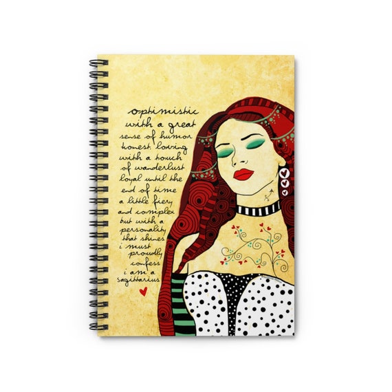 Sagittarius journal december birthday zodiac fire sign Astrology Spiral Notebook - Ruled Line