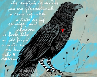 Raven, raven art, raven gift, raven as spirit animal, raven painting, art with raven, ravens, gift for raven lover, raven artwork, crow love