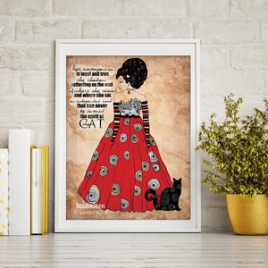 Cat print, print with cat, cat lover, gift for cat lover, cat art, crazy cat lady, i love cats, fashion and cats,