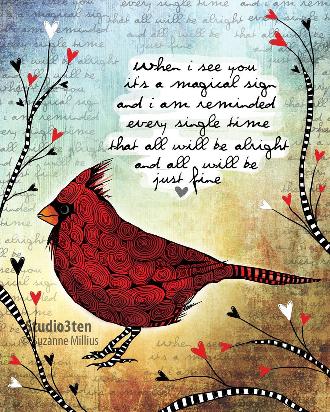 Cardinal, Cardinal Print, Cardinal as Sign, Print With Cardinal ...