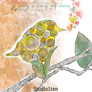 Sing Your Sweet Song / original illustration ART Print SIGNED / 8 x 10,