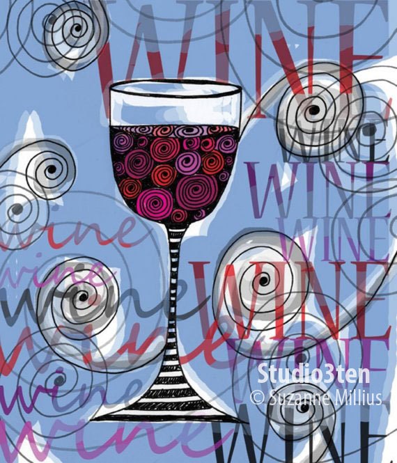 Wine Print 8 x 10 Signed Art Print / Wine Lover Merlot Etsy