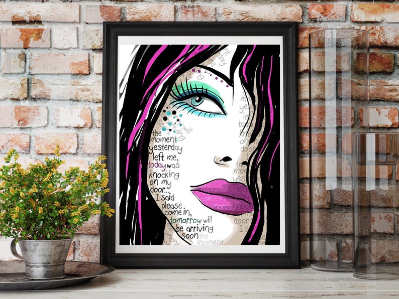 Time, punk rock, art about time, chase your dreams, wanderlust, gift for graduate, live this moment, fashion print, image 2