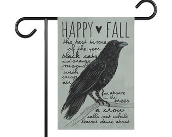 crow garden flag, crow garden stake, crow decor, raven garden flag, raven yard art, crow yard art, happy fall, black cats, crow house sign