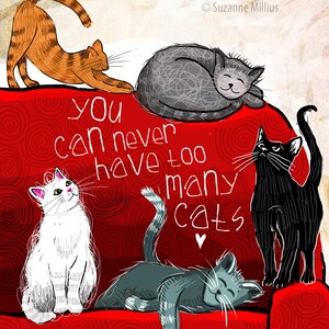 wall art with cats, woman with cat, cat art, crazy cat lady, cat lover, gift for cat lover, black cat, gift for divorce, cat poster