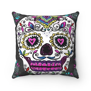 best selling, Sugar Skull pillow, halloween pillow, day of the dead pillow, day of the dead art, trick or treat pillow, best selling pillow
