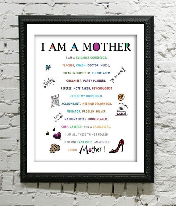 I Am A Mother Poem Illustrated Signed 8 X 10 Print CLICK - Etsy