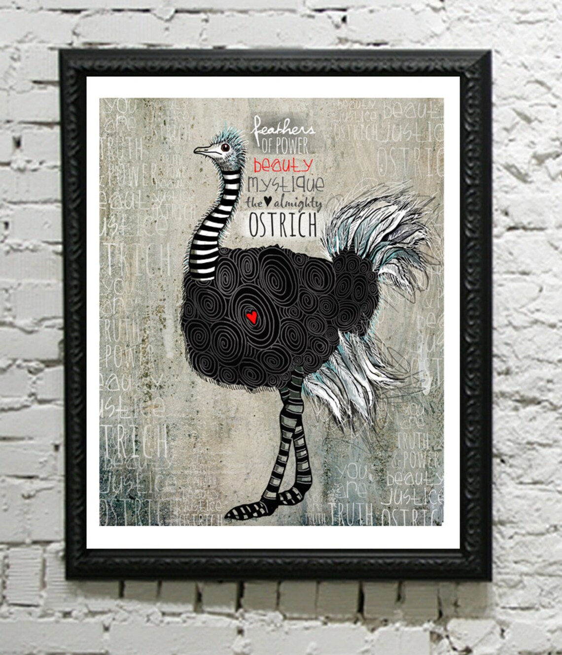 Ostrich Art Ostrich Print Ostrich Totem Pole Ostrich Spirit Etsy