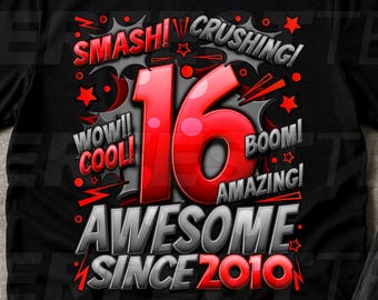 16th Birthday Shirt Boy, 16 Year Old Boy Gifts, Gift for 16 Year Old Boy, 16 Year Old Boy Tee Shirt, Comics 16th Birthday Boys Shirt