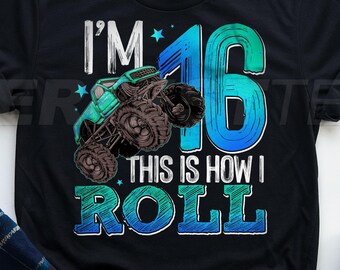 16th Birthday Monster Truck Shirt, 16th Birthday Boy Gifts, 16th Birthday Shirt for Boys, 16 year old birthday gift, 16th Birthday Boy Shirt