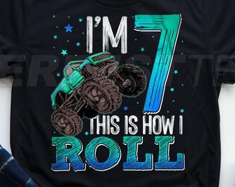 7th Birthday Monster Truck Shirt, 7th Birthday Boy Gifts, 7th Birthday Shirt for Boys, 7 year old birthday boy gift, 7th Birthday Boy Shirt