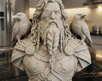 Busto del dios nórdico Odín - Estatua de lujo para interiores - Decoración para el hogar y la oficina - Regalo para él