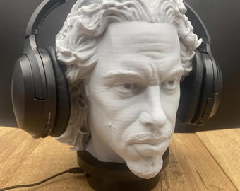 Kirk Musician Headset Bust - Office Desk Headphone Stand - PC Gaming Birthday Gift - Gift for Him - Unique Christmas Present - Gift for Dad