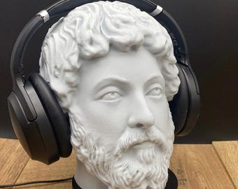 Marcus Aurelius Headphone Stand - Roman Emperor Headset Holder - Game Room Decor - Gift for Gamer - Dad Gift Idea - Office Desk Accessory