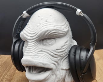 Creature Black Lagoon Headphone Stand - Gamer Headset Holder - Horror Lover Gift - Gift for Him - Gift for Dad - Gift for Gamer - Desk Decor