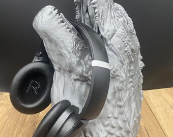 Dragon Headphone Holder | Godzilla Head Headset Stand l Game Room Decor |  Boyfriend Gift Idea l Gift for Gamer - Dad Gift - Gift for Him