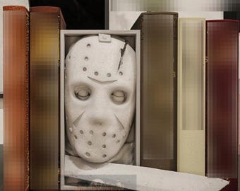 Angolo per libri con mostro horror mascherato - Decorazione per scaffale horror di Halloween - Inserto per libreria - Regalo per lui - Regalo di Natale nerd