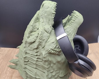 Dragon Headphone Holder | Godzilla Head Headset Stand l Game Room Decor |  Boyfriend Gift Idea l Gift for Gamer - Dad Gift - Gift for Him