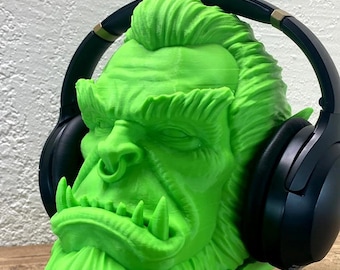 Soporte para auriculares de chamán orco, trol ogro: Decoración de escritorio de Warcraft, regalo para él - Idea de regalo de cumpleaños - Regalo de Navidad único - Regalo genial para papá