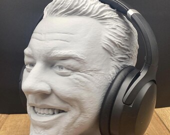James Musician Headset Bust - Office Desk Headphone Stand - PC Gaming Birthday Gift - Gift for Him - Unique Christmas Present - Gift for Dad