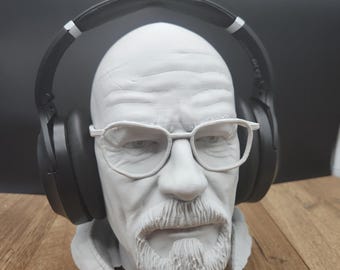 Supporto per cuffie Breaking Bad / Busto di Walter White / Organizer da scrivania stampato in 3D / Decorazione per ufficio gaming / Regalo per papà / Regalo per gamer