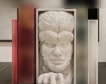 Angolo per libri dell'uomo lupo - Decorazione per scaffale con mostro horror di Halloween - Inserto per libreria - Regalo per lui - Regalo di Natale nerd