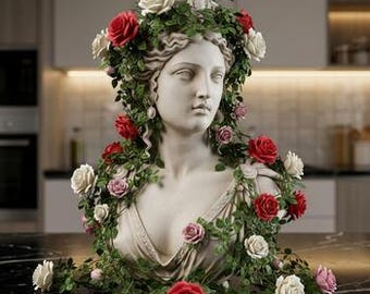 Luxury Indoor Planter - Greek Goddess Hera Bust - Home Office Decor - Gift for Her