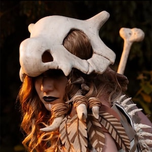 Wearable Cubone Skull Helmet - Halloween Bone Armor Cosplay Prop - Fantasy LARP Anime Costume - Paintable Art Piece - Birthday Gamer Gift