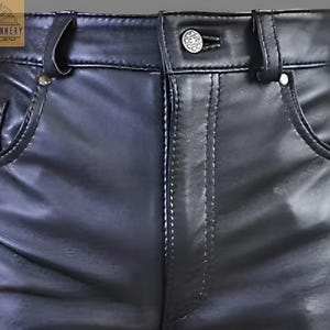 Premium Black Cow Leather Pants - Tailored & Trendy - Handmade Real Leather - Versatile Casual Wear - Men&#39;s Fashion