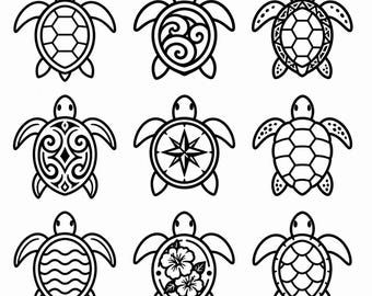 Sea Turtle SVG, PNG: Turtle Mandala Bundle, Ocean Animal Shell Pattern, Beach Decal Cut Files, Instant Download