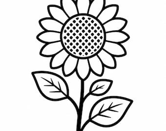 Sunflower Icon SVG, PNG: floral stem outline, garden summer decor, Cricut Silhouettes Cut File, Instant Download