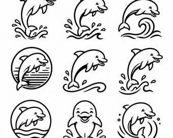 Dolphin SVG, PNG: Cute Ocean Animal Bundle, Beach Nursery Decal, Sea Life Craft Cut Files, Instant Download
