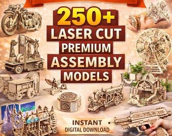250+ Laser Cut Assembly Models Bundle | Glowforge Cricut  Files | Mechanical Wooden Kits Digital Download
