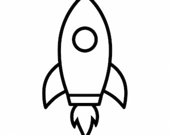 Rocket Ship Icon SVG, PNG: space launch outline, kids science decor, Cricut Silhouettes Cut File, Instant Download
