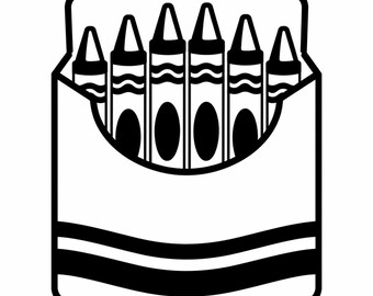 Crayon Box Icon SVG, PNG: school supply outline, teacher classroom decor, Cricut Silhouettes Cut File, Instant Download