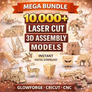 Ultimate 3D Laser Cut Models Bundle: 10,000+ Designs Featuring Animals, Vehicles, Houses, & Creative Objects for Your Projects!